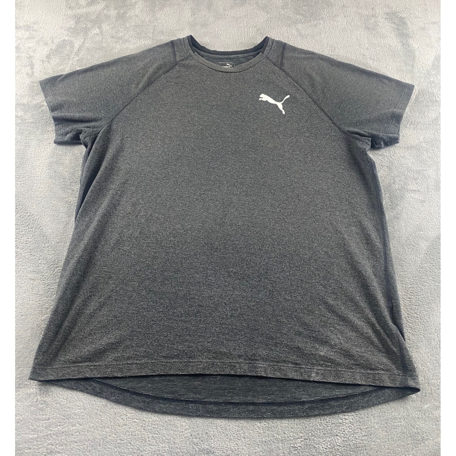 Puma Mens Xl Gray Heather Short Sleeve Raglan Athletic Training T-Shirt Logo